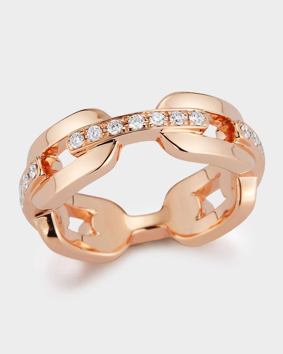 Saxon Rose Gold Diamond Bar Flat Chain Link Ring size 6